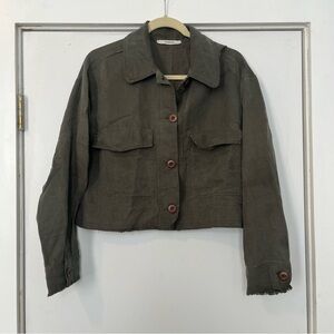 Pharaoh Cropped Green Utility Jacket button front lightweight women’s medium
